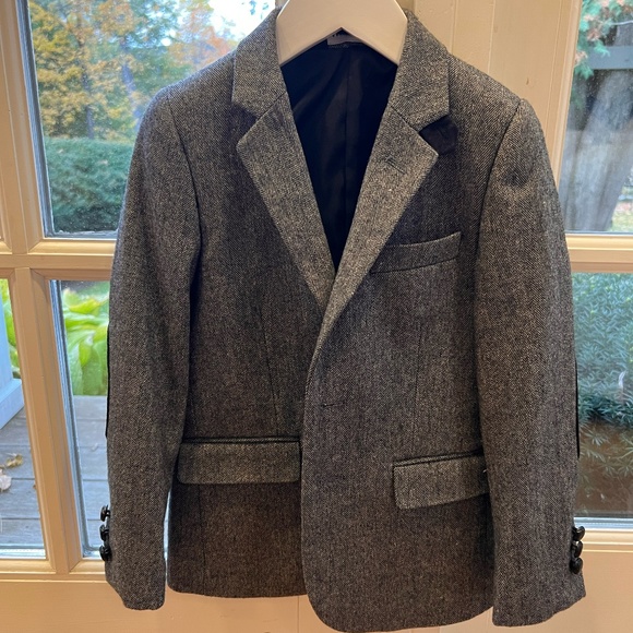 Boys Herringbone Grey Blazer David Oliver from Wooden Soldier Size 7 - Picture 1 of 4